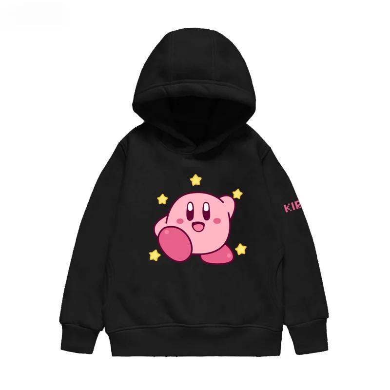 2025 Niedliche Kirby Hoodies Jungen Kleidung Kinder Kinder Jungen Kleidung Rundhals Sweatshirt Mädchen Kleidung 4 bis 14 Jahre Hoodies 120 silber