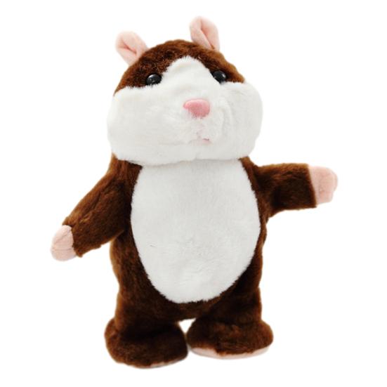 Sprechender Hamster Plüschtier Wiederholt Ihre Worte mit Sprachaufnahme & Laufaktion Niedliches interaktives Stofftier für Kinder Lustige pädagogische Geschenke 15cm dunkelbraune