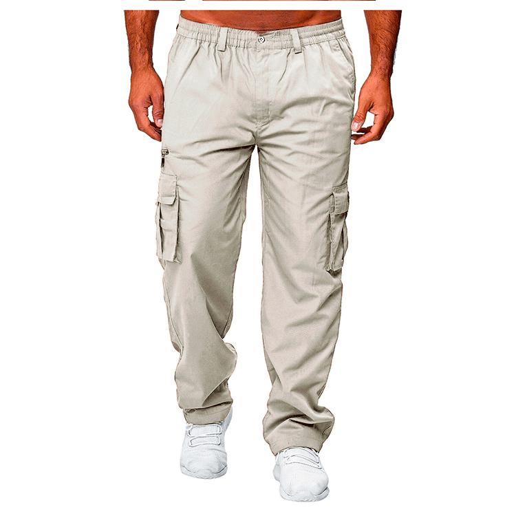 Männer Cargo Hosen Casual Multi Taschen Militärische Taktische Hosen Männlichen Outwear Lose Gerade Hosen Lange Hosen Plus Größe Hosen L licht grau