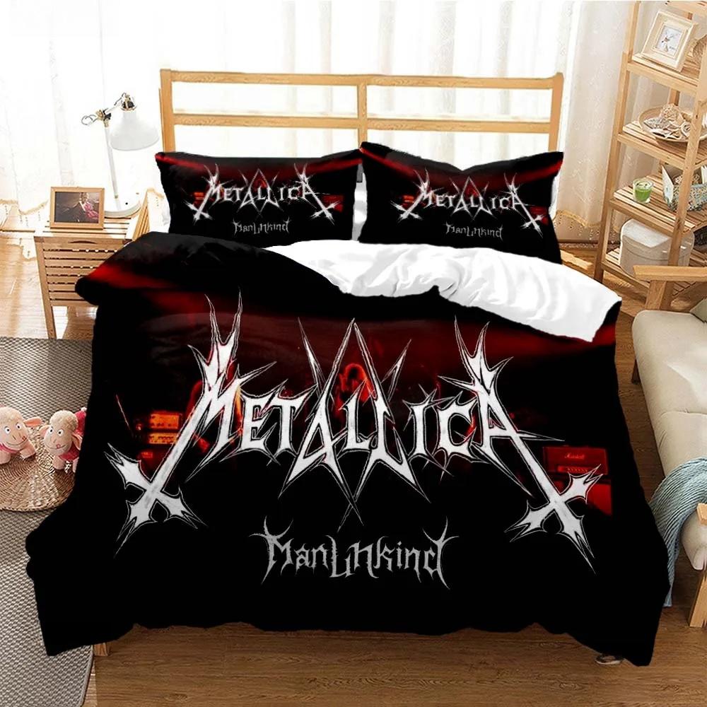Bettwäscheset für Metal-Musikband M-Metallica, Einzelbett, Doppelbett, Queensize-Bett, Kingsize-Bett, Bettbezug-Set für Erwachsene und Kinder, Heimtextilien EU King 240x220cm
