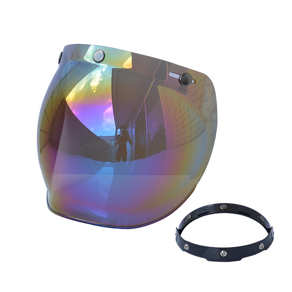 Helm-Blasenvisier, Motorradhelm-Windschutzscheibenlinse mit Klapphalterung für 3-Snap-Open-Face-Helme bunt