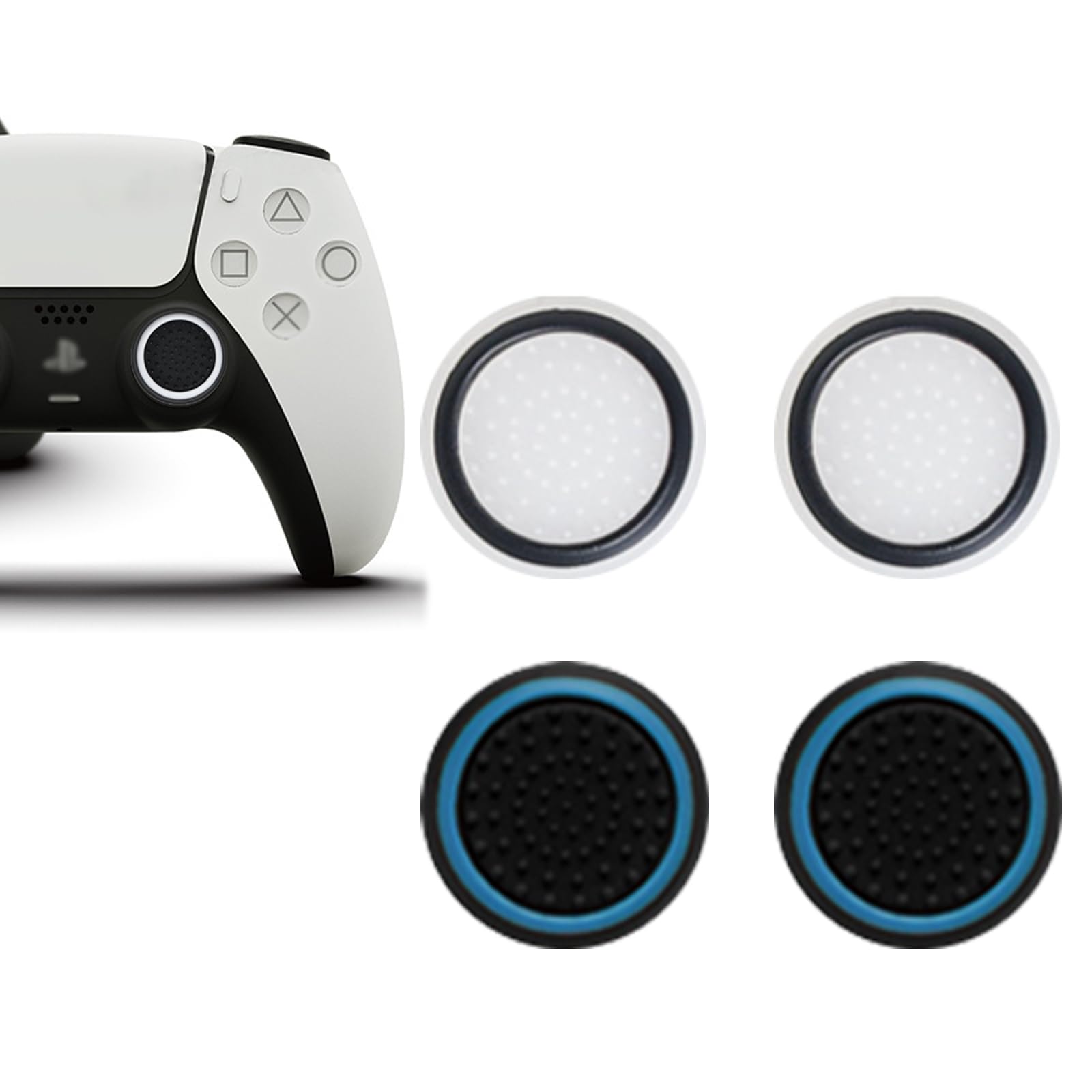 SZSL PS5 Controller Stick Schutzhüllen für und Xbox Analogsticks aus Silikon Daumenstick-Abdeckungen für Controller Weiß 2 Kappen, PS4, PS3, (Satz 4),