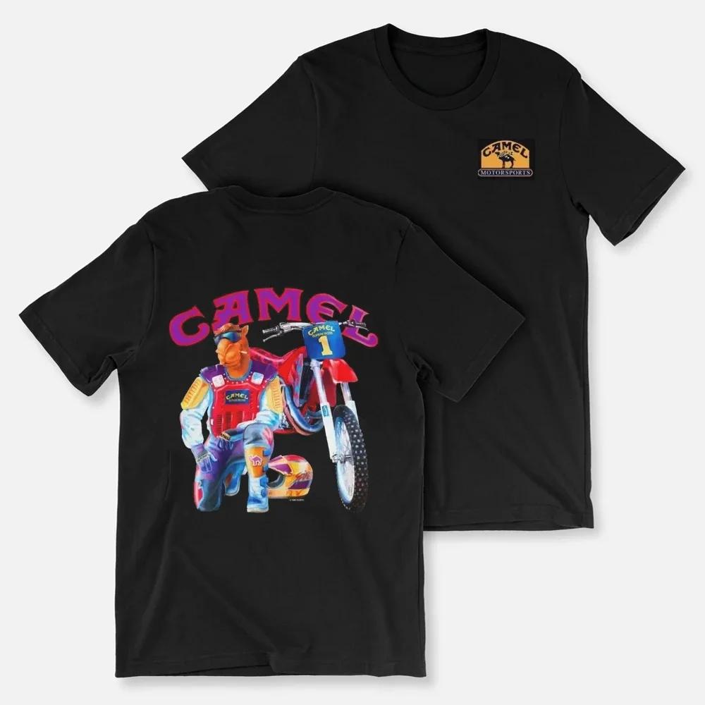 Retro Auto Camel Zigaretten T-Shirt Vintage Baumwolle Oberteile T-Shirts Kurzarm Lässig Streetwear Übergroß Damenbekleidung Harajuku XXL grau