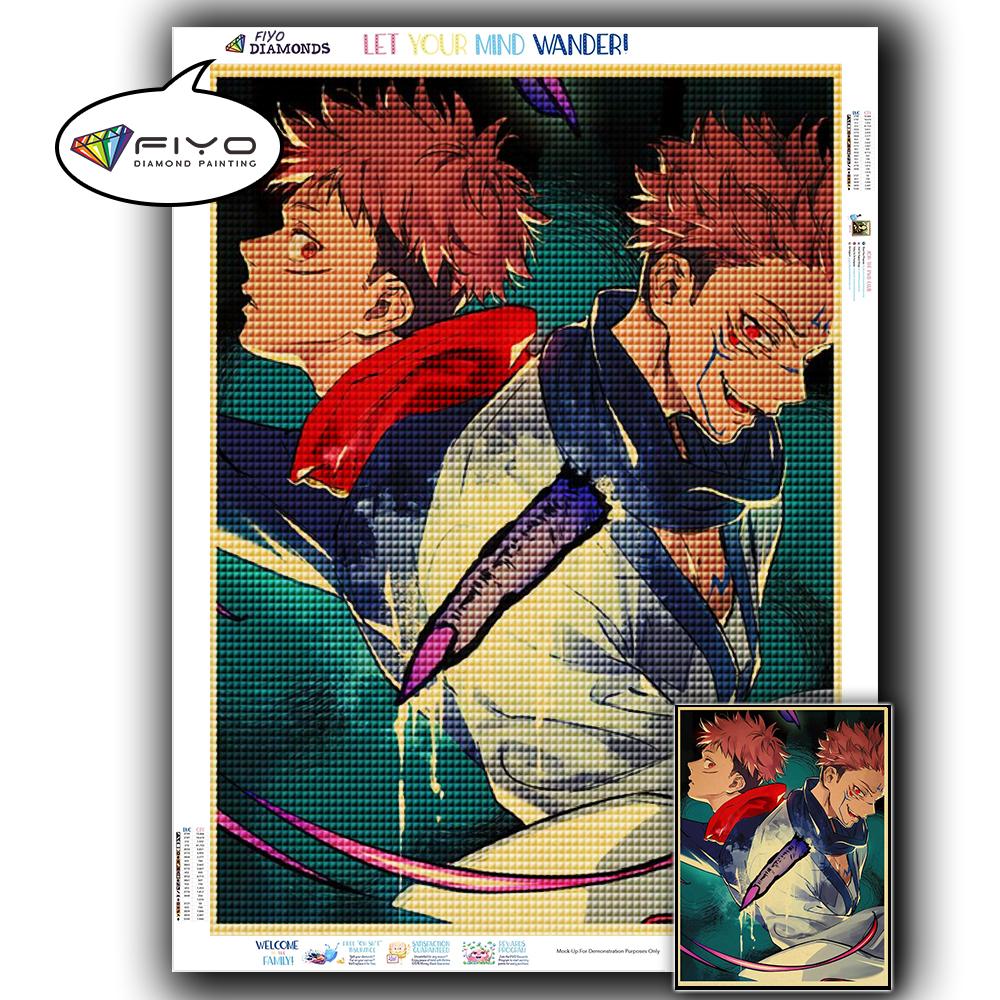 5D DIY Diamant Stickerei Anime Jujutsu Kaisen Bild von Strass Diamant Malerei Papier Vintage Poster Diamant Mosaik Handarbeiten Home Decor Full Round 20X30CM