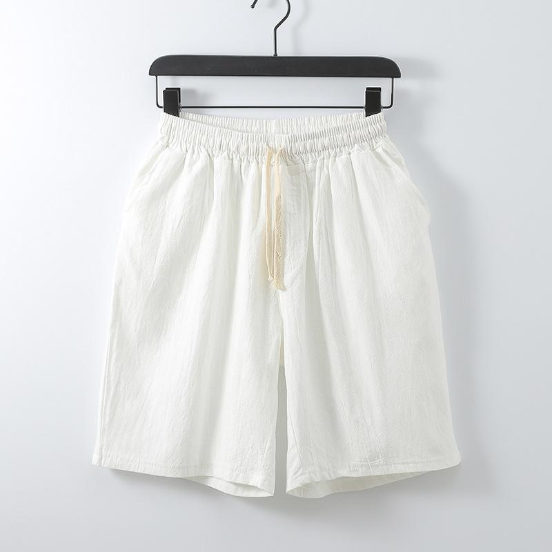 Leinen-Shorts für Herren, groß, groß, Sommer, Übergröße, elastische Taille, lässig, Flachs, Bermuda, männlich, Strand-Leinen-Kleidung 5XL weiß