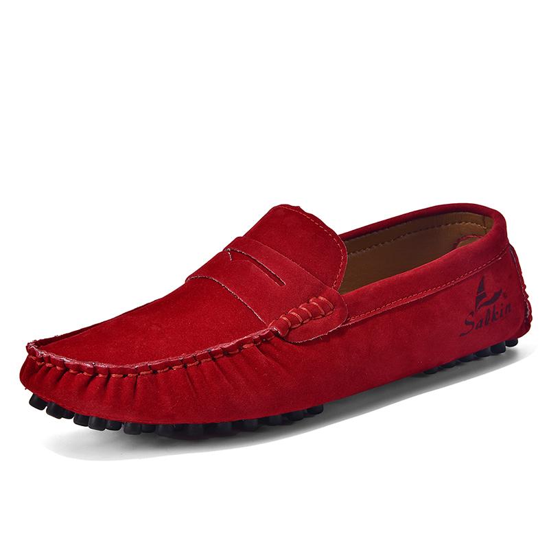 Plus Größe Wildleder Schuhe Männer Müßiggänger Bequeme Casual Schuhe Männer Fahren Schuhe Mokassins Männer Wohnungen Schuhe 42 rot