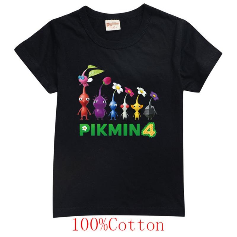 2025 neueste Spiel Pikmin 4 Wiki T-shirts Kinder Sommer Kleidung Jungen Cartoon T-shirt Baby Mädchen Kurzarm Tops kinder Kleidung 130