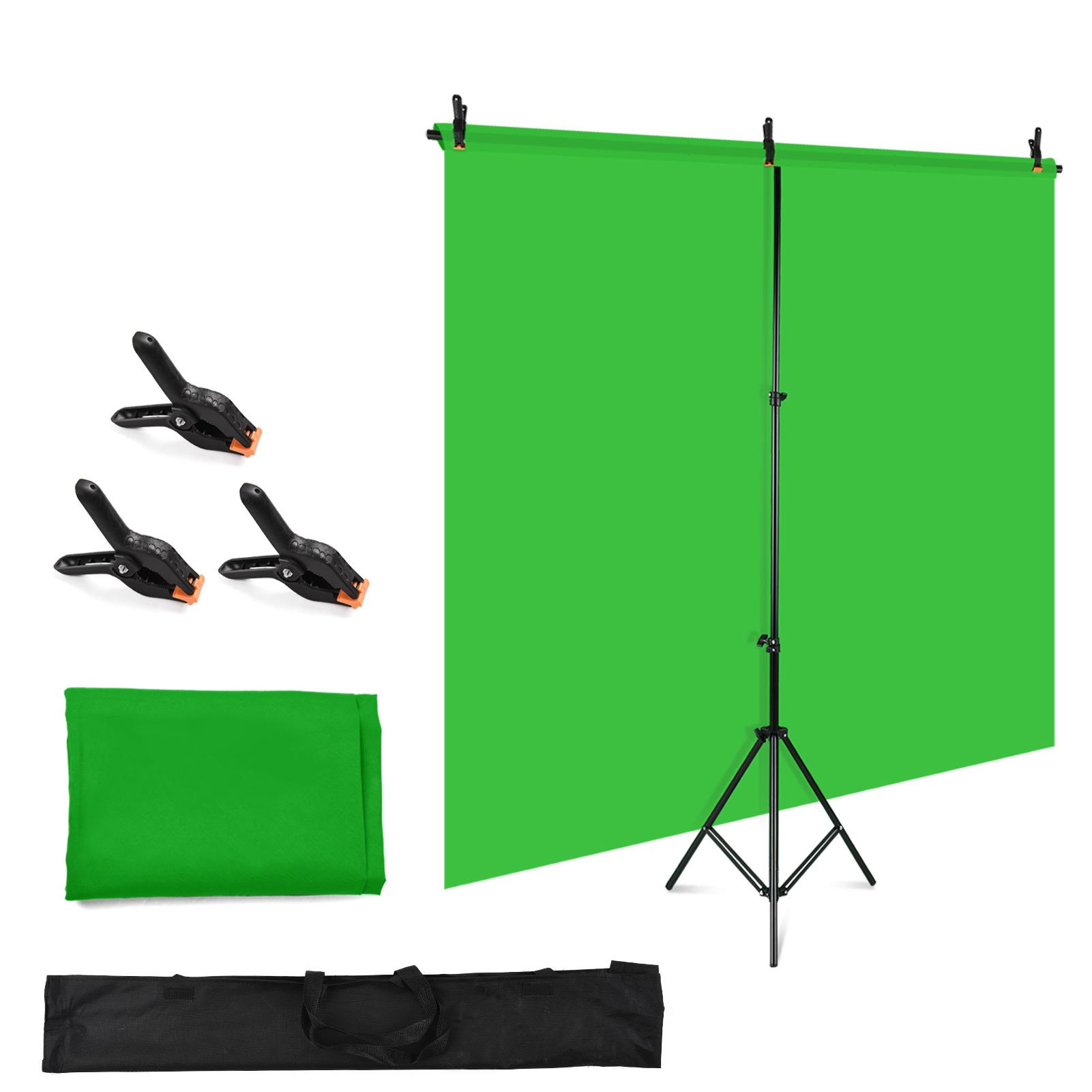 Andoer 1,5 * 2 m / 5 * 7 Fuß grüner Hintergrundbildschirm Chromakey-Hintergrundfotografie-Kit mit grün
