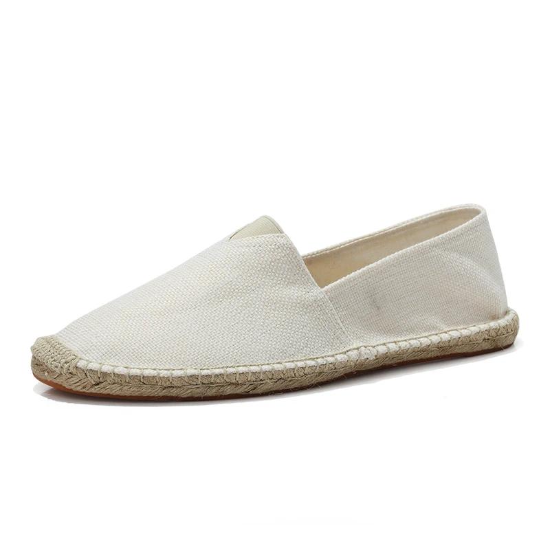 Weiche Schuhe für ältere Menschen Leichte Persönlichkeit Canvas-Schuhe Faule Schuhe Slip-on Herren Atmungsaktiv Bequem Dicke Sohle Leinen 44 weiß