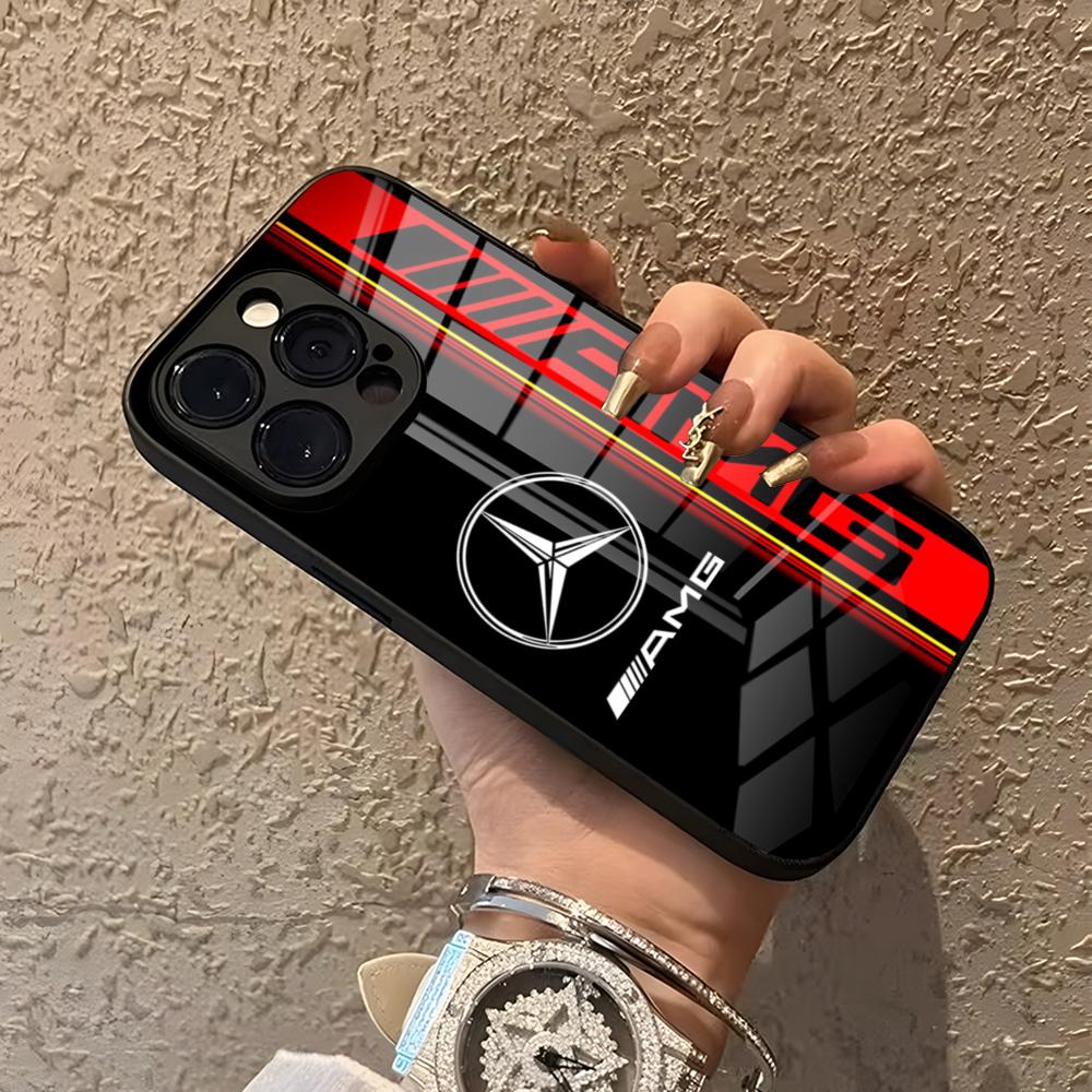 GLC GLB rastar-Coole Handyhülle Für IPhone 15 Pro Max 14 Pro 12 11 13 Mini X XR XS 16 Plus SE Glas M-Mercede-B-Benz-A-AMGS Rückseite iPhone11 ProMax