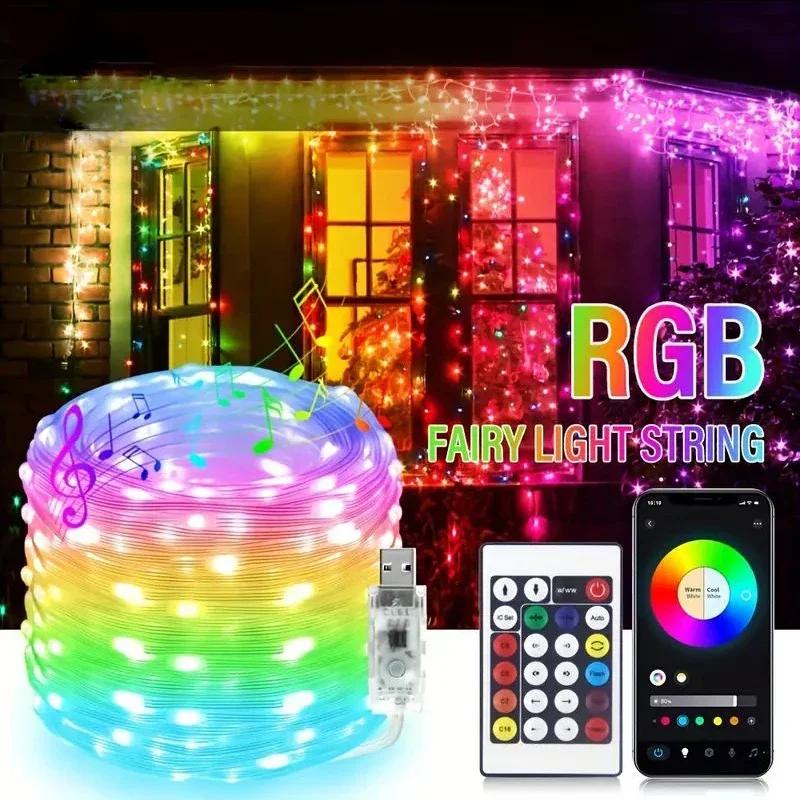 WS2812B RGB LED Lichterkette Smart IC Adressierbarer Dreamcolor Streifen mit APP Fernbedienung für DIY Gartenparty Weihnachtsdeko 5m