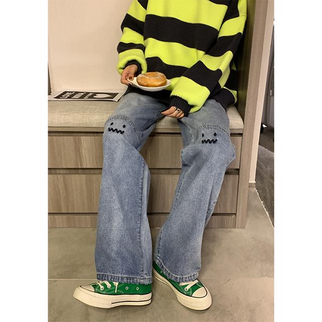 Frauen Jeans Hohe Taille Gerade Baggy Mode Hosen Streetwear Harajuku Vintage Casual Weibliche Breite Bein Denim Hosen XXXXL blau