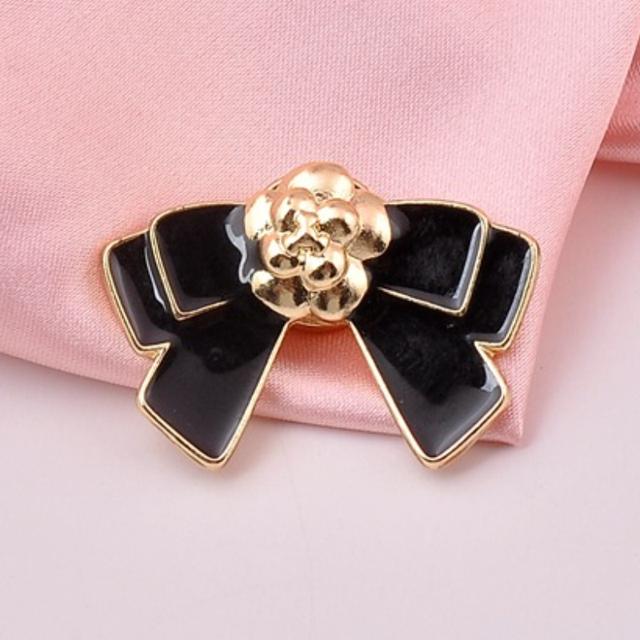 Neue Emaille Bowknot Magnet Brosche Sichere Hijab Pins Mode Schal Hemd Kragen Luxuriöse Geschenke Für Frauen Kleidung Zubehör schwarz