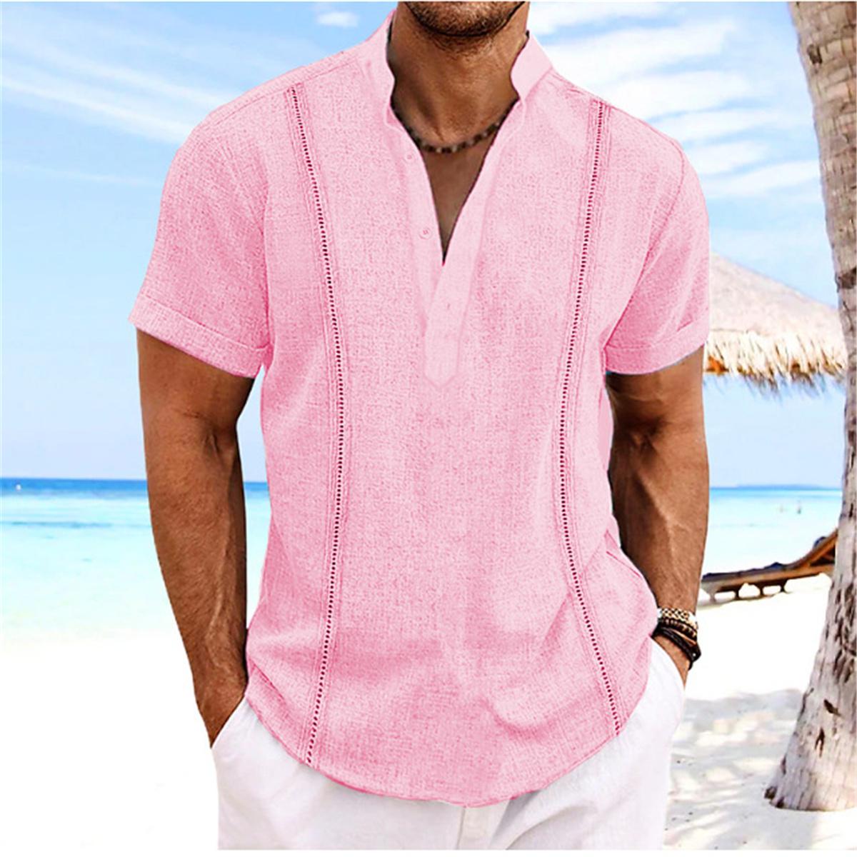 Neues Herrenmode-Sport-Kurzarm-T-Shirt Beiläufige lose große Kurzarmhemd Herren-Sommeroberteile 3XL rosa