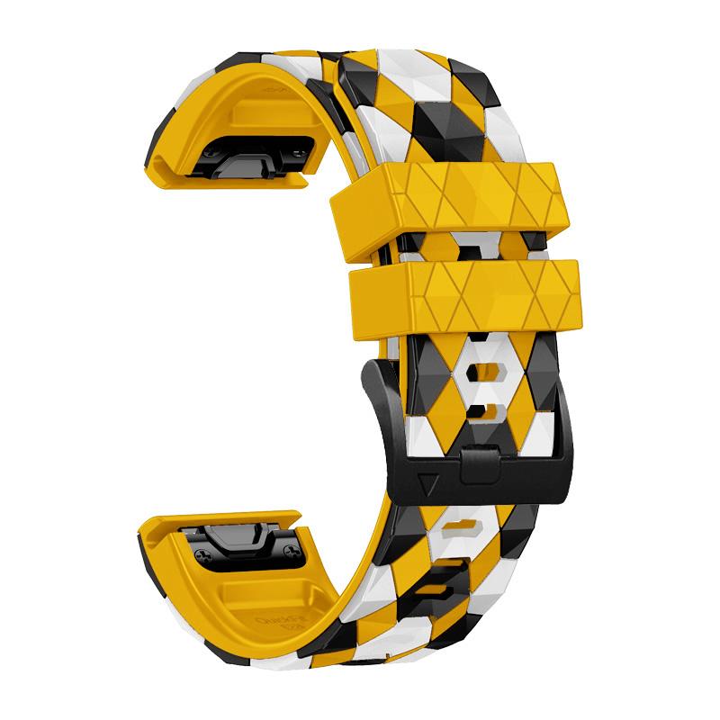 22mm 26mm Silikonarmband für Garmin Fenix ​​7 7X 6 6X Pro 5 5X Plus Quick Fit Fußballmuster Armband für Garmin Epix Enduro Smart Watch Band 22mm gelb