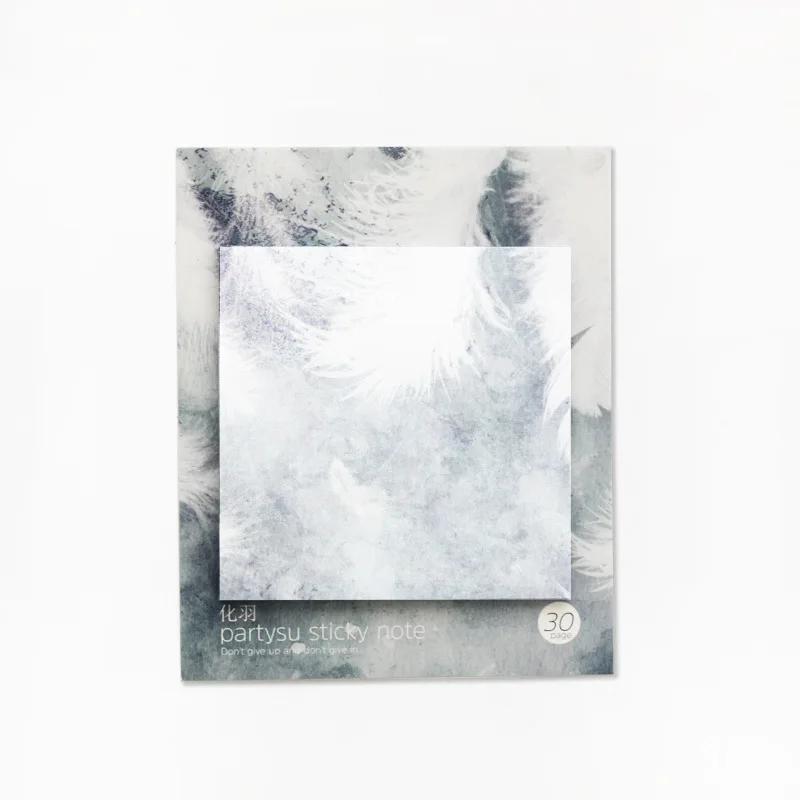 Sakura Hibiskus Tuschemalerei Notizen Haftnotizen Marmor Exquisites Design Notizbuch Schreibwaren Büro Schulbedarf Feather