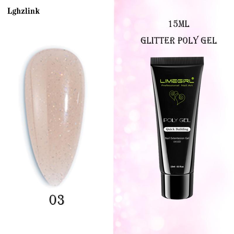 24 Farben Diamant Poly UV Gel Glitzer Nagel Gel Builder Gel Acryl Soak Off Camouflage Schnelle Nagelverlängerung UV Gel Nail Art