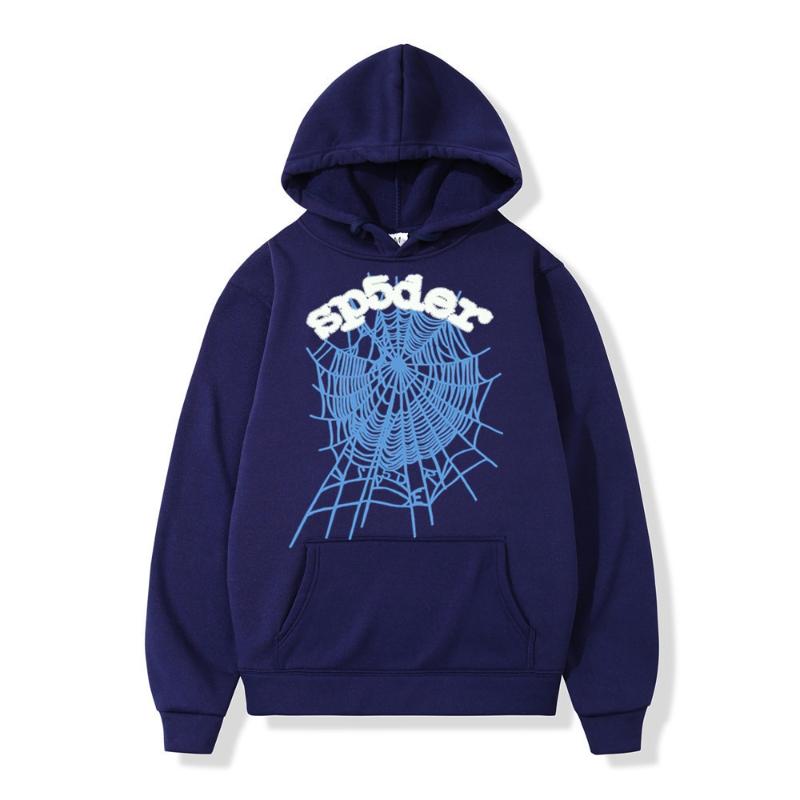 Pullover Langärmel Unisex Spinnennetz Sweatshirt Pullover Herren Damen Kapuzenpullover Winterfleece M dunkelblau