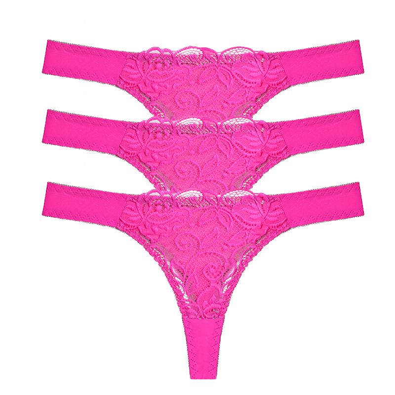 Julexy 3 Stück aushöhlen Damen Höschen G String Tangas Damen Tanga Höschen Sexy Slips Damen Unterwäsche XL rosa