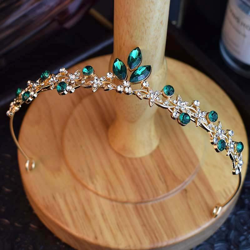 Süßes Kristall-Krone-Haarband Brautkleid Studio-Krone Barocke Kopfbedeckung Blatt Prinzessin Kleines Haar-Diadem für Mädchen brown