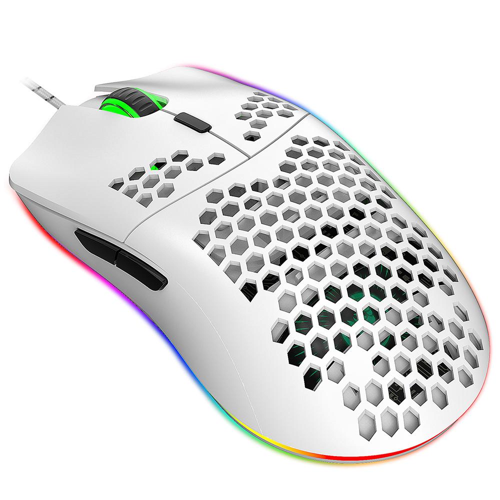HXSJ J900 USB-Gaming-Maus, RGB-Gaming-Maus mit sechs einstellbaren DPI, ergonomisches Design für weiß