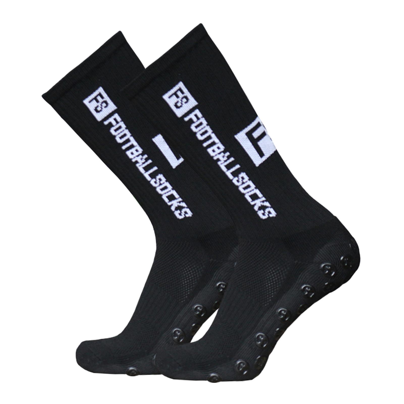 Outdoor-Sport-Laufsocken, Stretch-Socken, sportliche Fußball-Fußballsocken, rutschfeste Socken mit Griffen schwarz