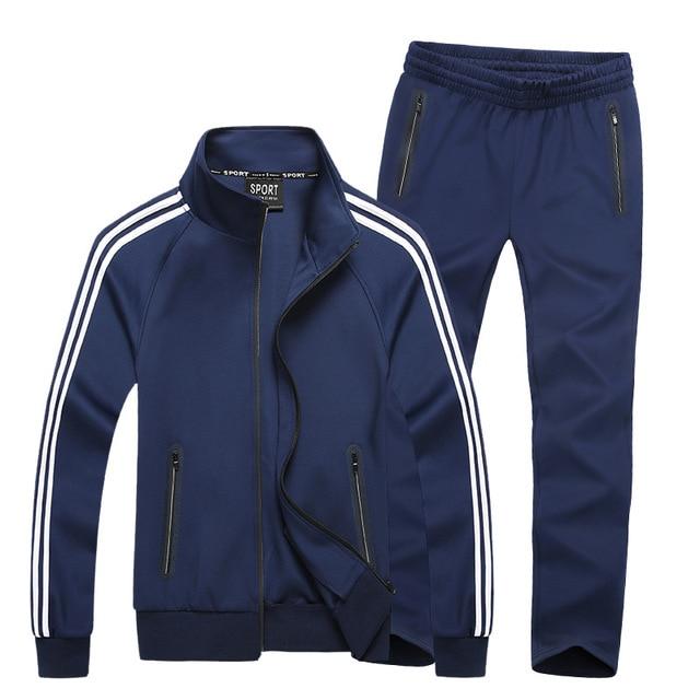 Herbst Sportswear Trainingsanzüge Männer Sets Große Größe Männer Kleidung Jacke + Hosen 2 Stück Sport Set Plus Größe 8xl 7xl Trainingsanzug Mann XXXXXXXXL navy blau
