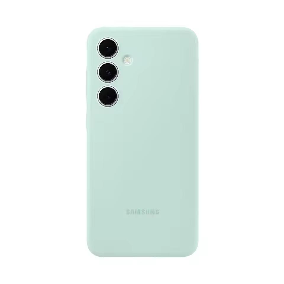 Original Samsung Silikonhülle Für Samsung Galaxy S24 FE S24FE Seidiges Weiches Silikon Handy Schutzhülle Case hellgrüne