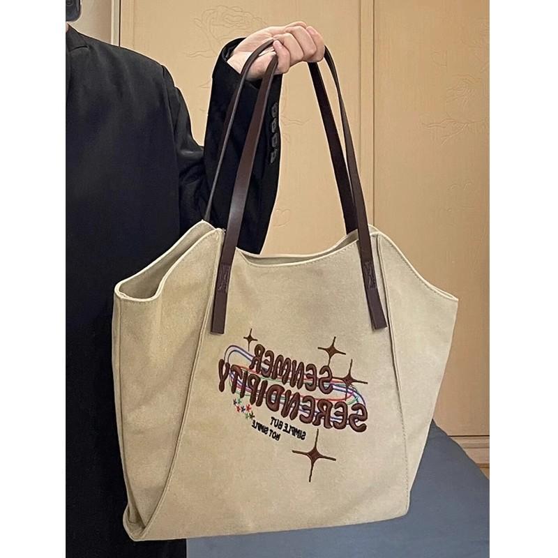 Canvas Tasche Neue Tragetasche Große Kapazität Damen Tasche Umhängetasche Klasse Pendler Tasche Handtasche beige