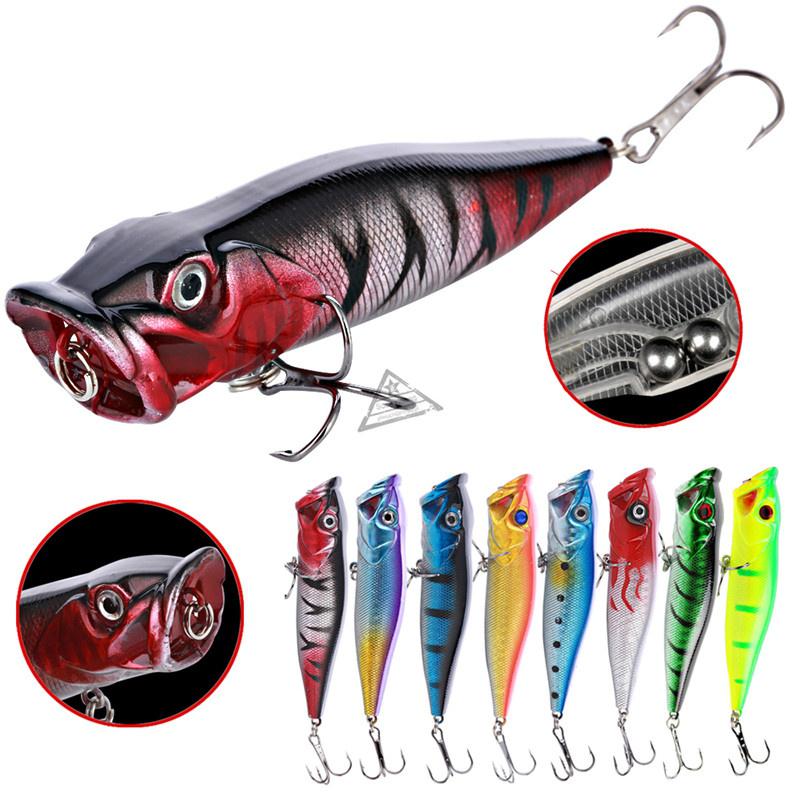 8 Stück Angelköder, Popper-Köder mit zwei Haken, Bass-Angelausrüstung 8 PCS