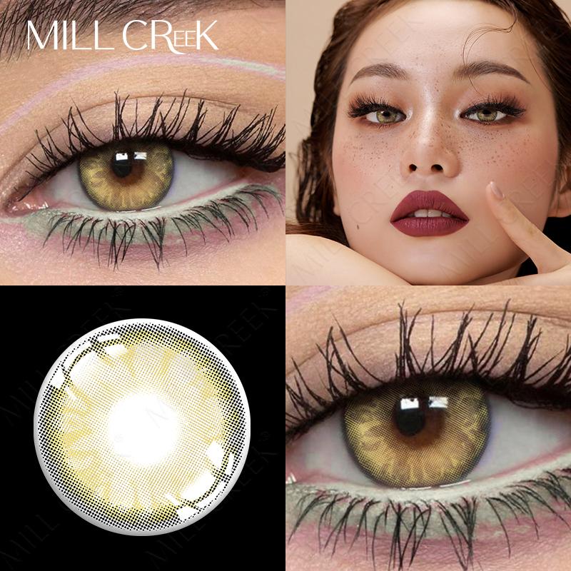MILL CREEK Farbige Kontaktlinsen, schöne Pupillen-Kosmetiklinsen für Augen, künstliche Pupille, Grad-Kontaktlinsen, verschreibungspflichtige Myopie 0 brauner zucker