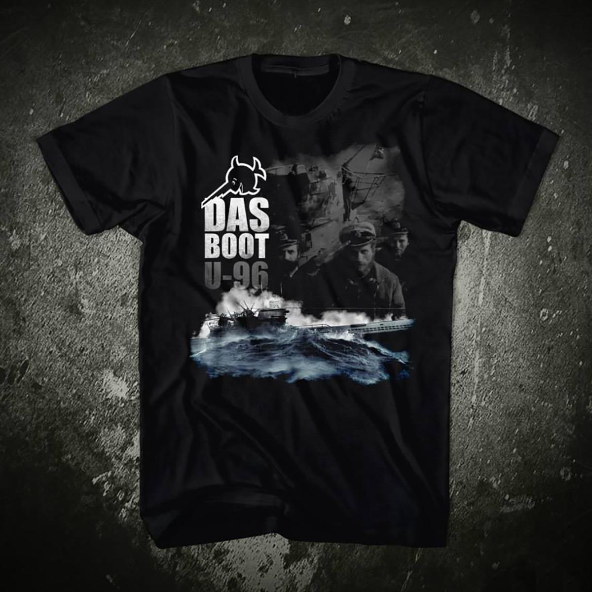 Das Boot U-96 U-Boot T-Shirt 100% Baumwolle Rundhals Kurzarm Sommer Lässig Herren T-Shirt Streetwear M black