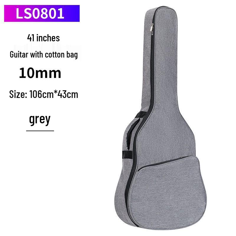 41-Zoll wasserdichte Gitarrentasche, 10 mm Polsterung, Verdickt, Doppelte Schultergurte, Passend für Akustikgitarren graue