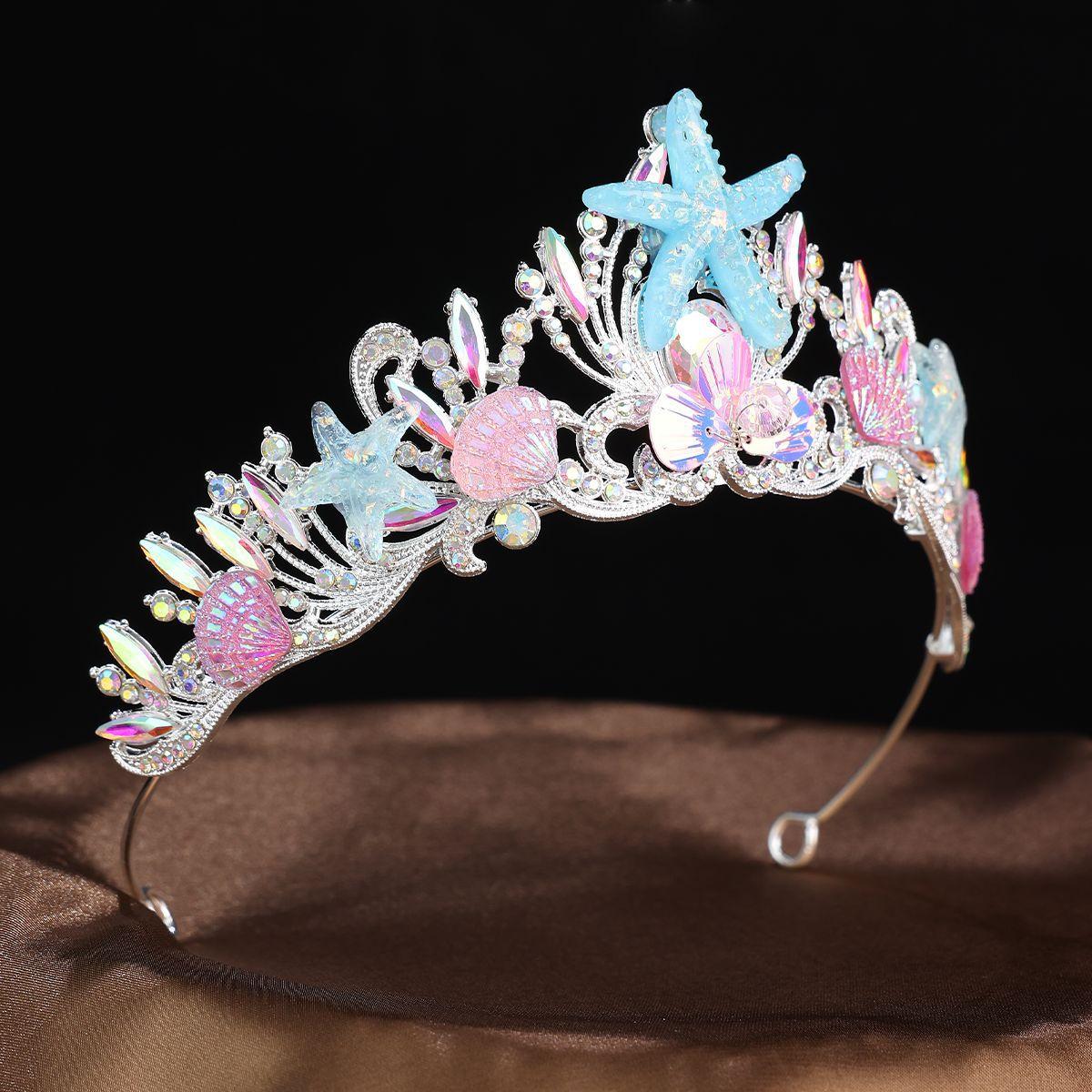 Europäischer und Amerikanischer Luxuriöser Seestern Muschel Krone Kopfschmuck Meerjungfrauenschwanz Geburtstagskrone Hochzeitskleid Accessoire zum Setzen brown