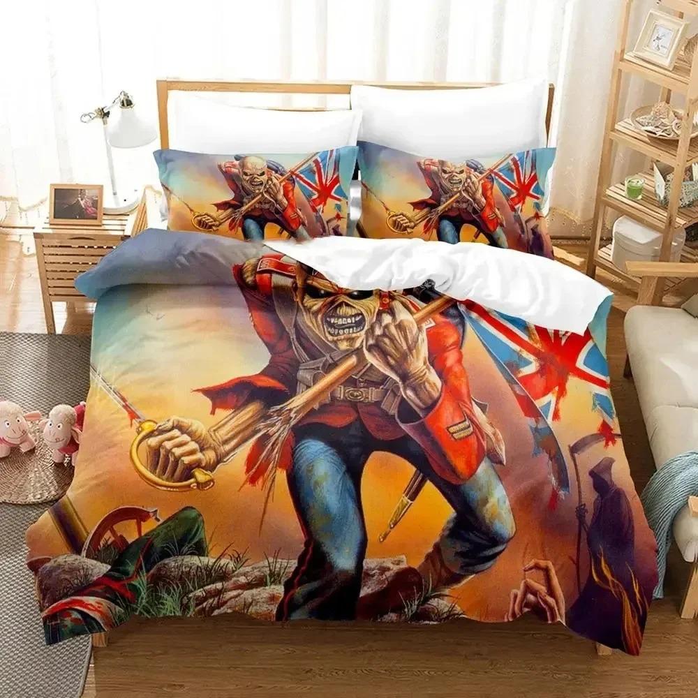 Bettwäscheset mit Iron Heavy Metal Maidens, Bettbezug, Bettgarnitur, Bettbezug, Kissenbezug, Bettdecke, Kingsize-Bett, Queensize-Bett, Jungen-Bettwäscheset für Erwachsene 135x200cm 2pcs