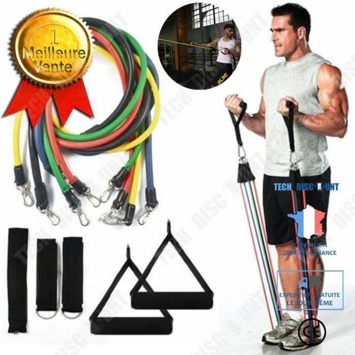 11-teiliges Widerstandsrohr-Set für Fitnessstudio, Fitness, Workout, Training. Geeignete Yogabänder für Fitness und Muskulatur