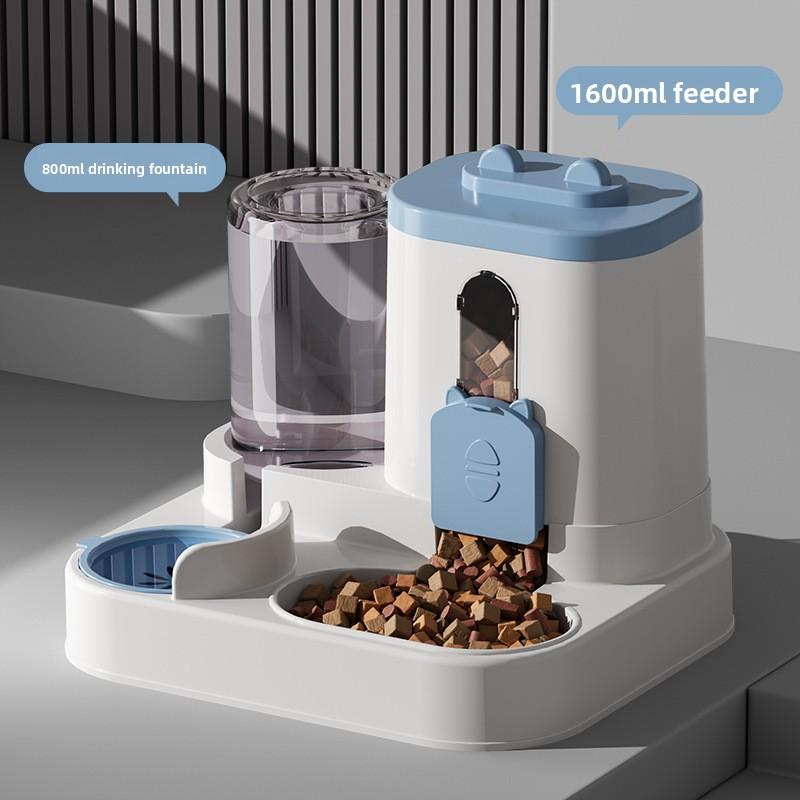 Automatischer Futterspender: Katzennapf, Hundenapf, Katzenfutter-Napf, Doppelnapf für Katzenfutter, Wassernapf, Alles integriert zum Schutz der Halswirbelsäule blau