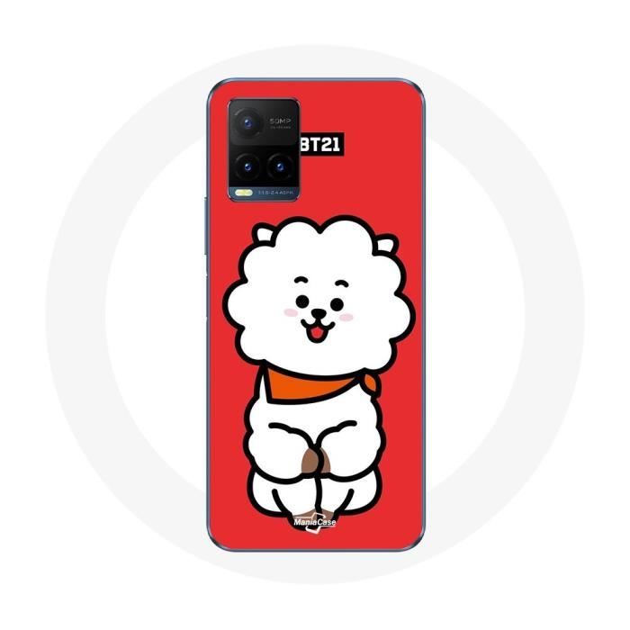 Coque pour Vivo Y21s 2021 / Y21 2021 BTS Bangtan Garçons BT21 RJ de Jin Fond Rouge