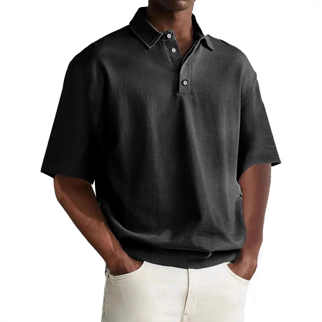 2025 Herren Kleidung Frühling Sommer Herren Casual Mode Poloshirts Herren Kurzarm Stehkragen Poloshirt Herren Slim Fit Poloshirt XL schwarz