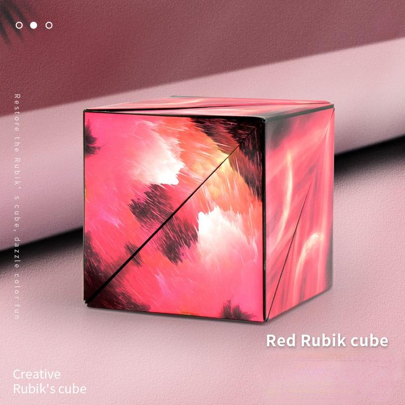 Neue 3D Veränderbar Magnetischen Zauberwürfel Kinder Verformung Geometrische Cube Spielzeug Erwachsene Stress Relief Pädagogisches Spielzeug Für Kinder rot