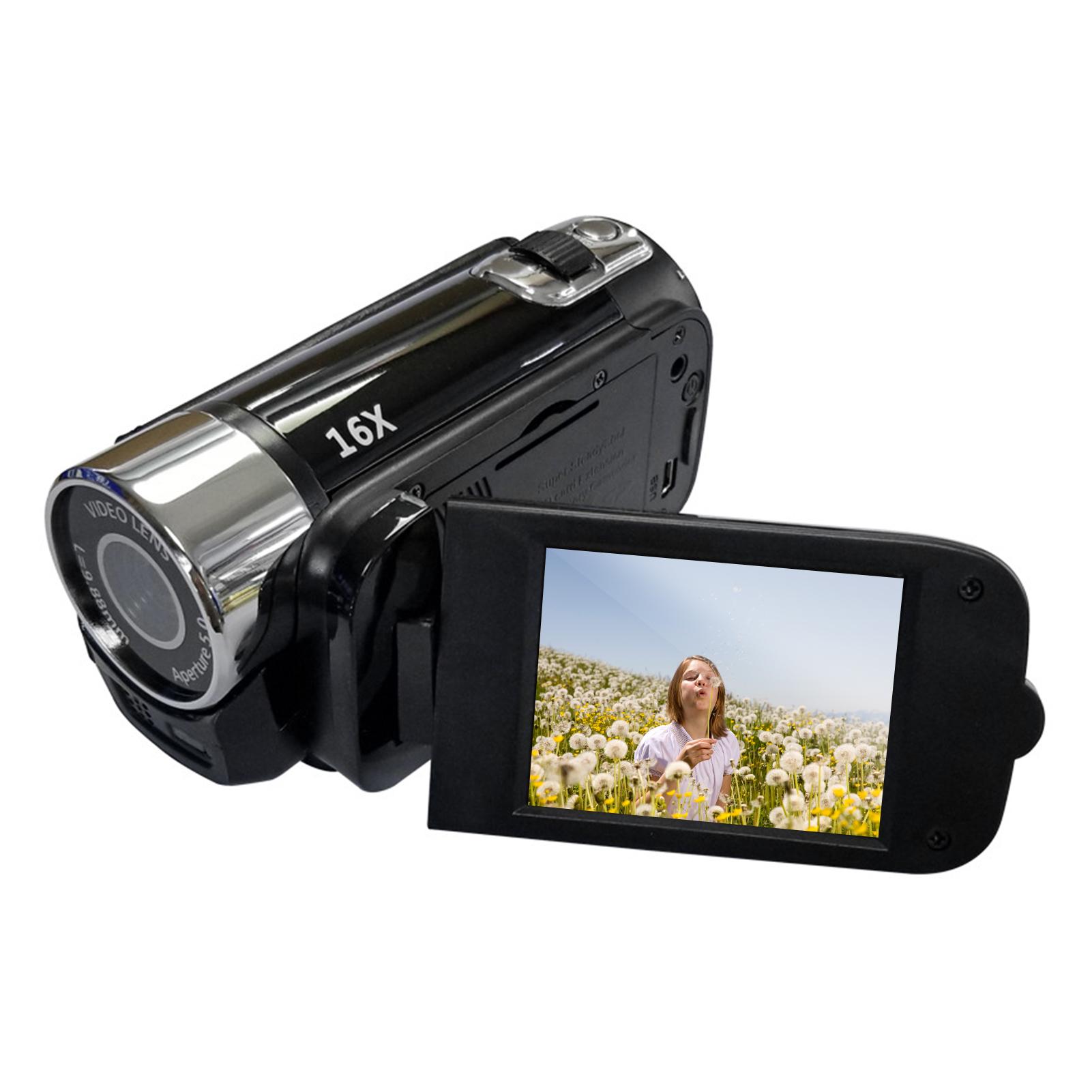 Tragbare 1080P High-Definition-Digitalvideokamera DV-Camcorder 16 MP 2,7-Zoll-LCD-Bildschirm 16-facher Digitalzoom Eingebauter Akku schwarz