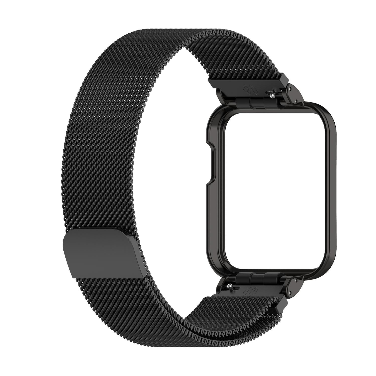 Milanese Strap Für Xiaomi Mi Uhr Lite Smart Uhr Metall Rahmen Protector Fall Armband Armband Für Redmi Uhr 2 Lite correa Redmi Watch 2 Lite schwarz