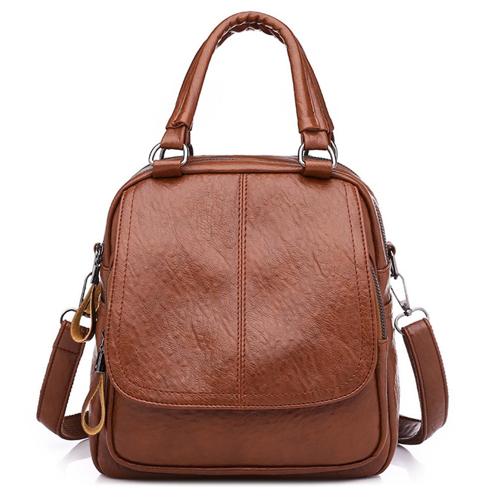 Mode Wilde Schultasche Weibliche PU Leder Reisetasche Gril Nähgarn Schultasche braun