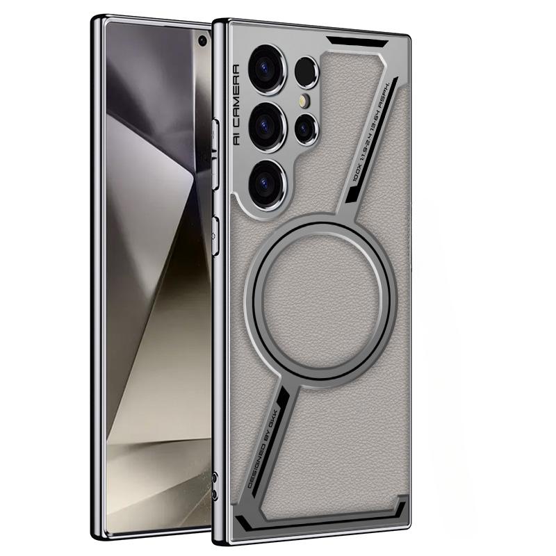 Für Galaxy S24 S25 Ultra Galvanisiertes Leder Handyhülle für Samsung Galaxy S25 S24 S23 Ultra Magnetische Schutz-Rückabdeckung For Samsung Galaxy S23 Ultra