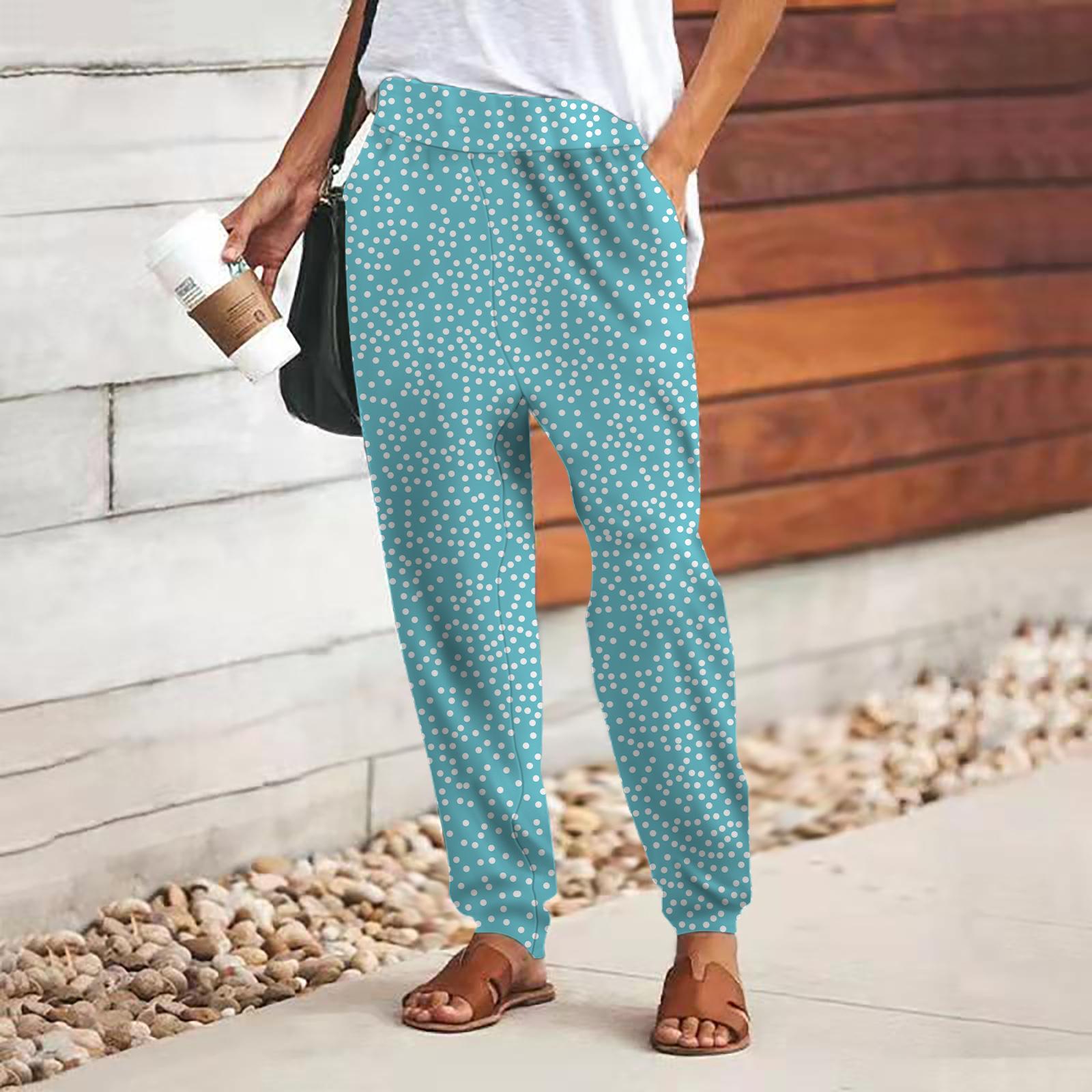 Damenhose mit 3D-Blumenfragmenten-Print, Blau, zum Schnüren, elastische Taille, lockere Hose, lässige lange Hose, Hose mit Taschen 7XL hellblaue