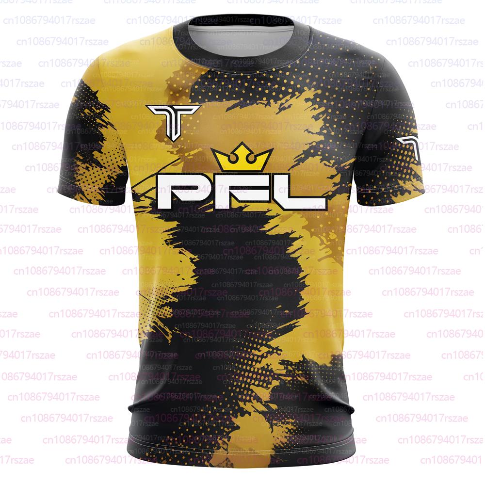PFL Walk 2025 Boxen Trikot Herren Sommer Sparring MMA Uniform Kleidung Outdoor Sport Kurzarm Unterstützer T-Shirt Übergroßes Oberteil XXL gelb