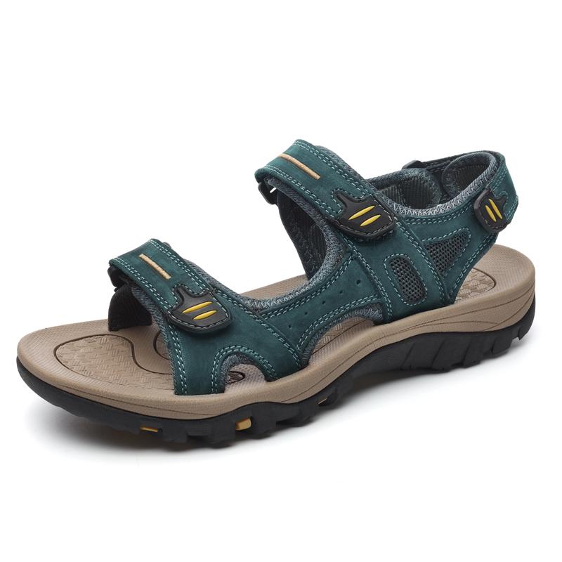 Große Herren-Sandalen aus echtem Leder, Sommer-Strandsandalen für Herren, Outdoor-Sandalen für Herren 47 graue