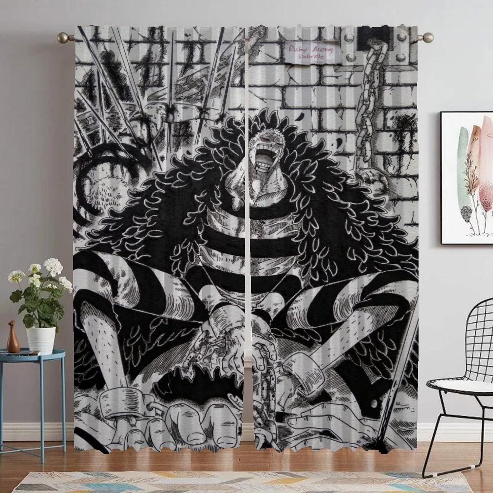 One Piece Vorhänge Kinderzimmer Halloween Dekoration Mückenschutzvorhänge für Kamera Wohnzimmer Vorhang Jalousien Trennwand Modern W60xH90cmx2pcs-CL