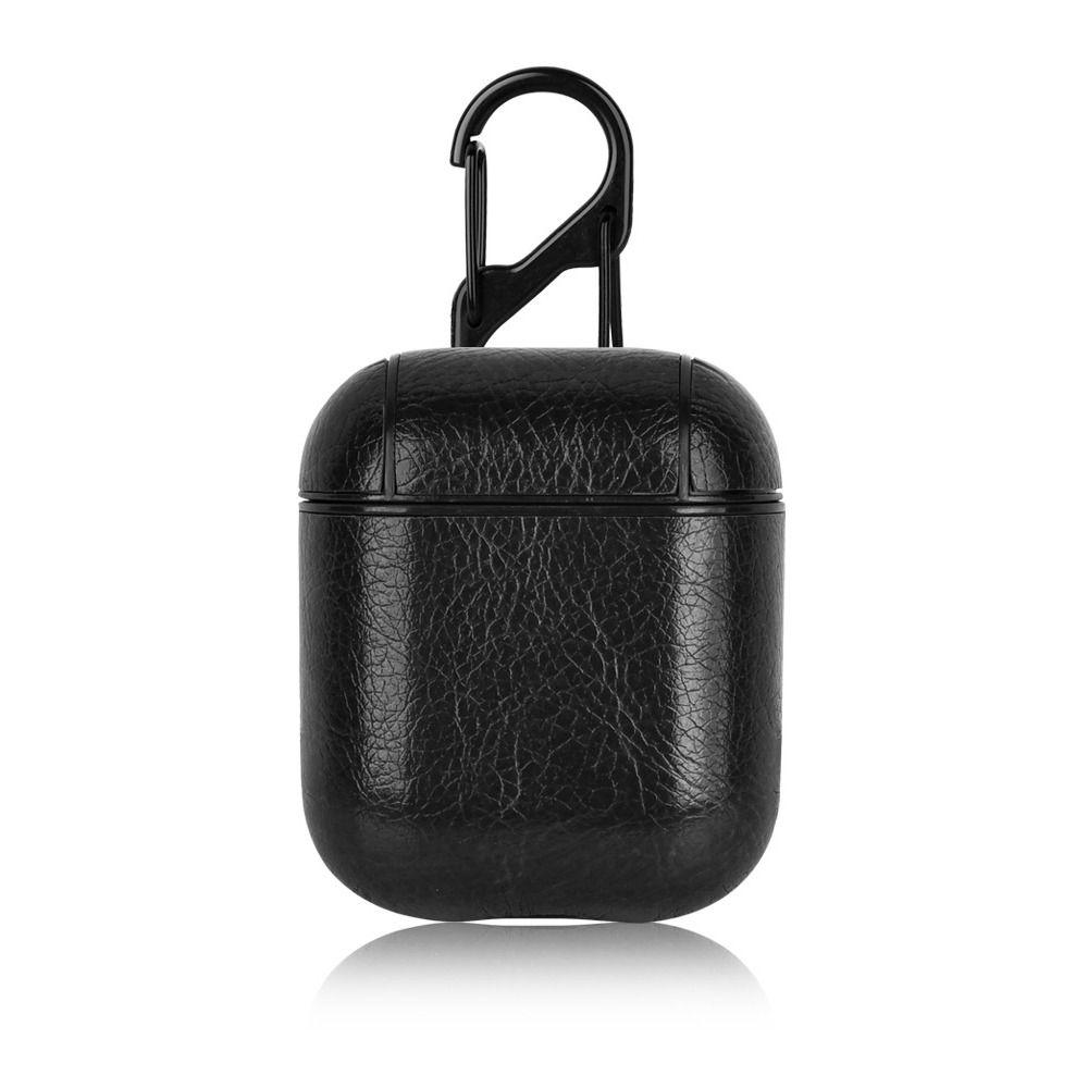 Anti-Drop-Kopfhörerhülle aus PU-Leder für Ohrhörer, Schutzhülle für AirPods 1/2 Gen schwarz
