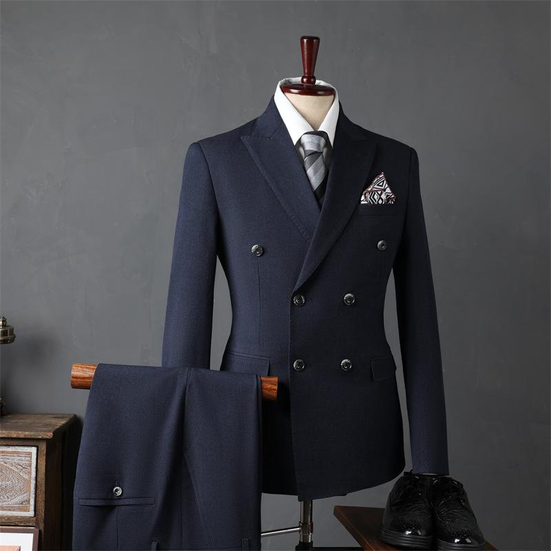 Anzug Anzug Herren Slim Zweiteiliger Anzug Professioneller Business-Anzug Hochzeitskleid Trauzeuge Festliche Kleidung Herren Zweiteiliger Anzug L navy blau